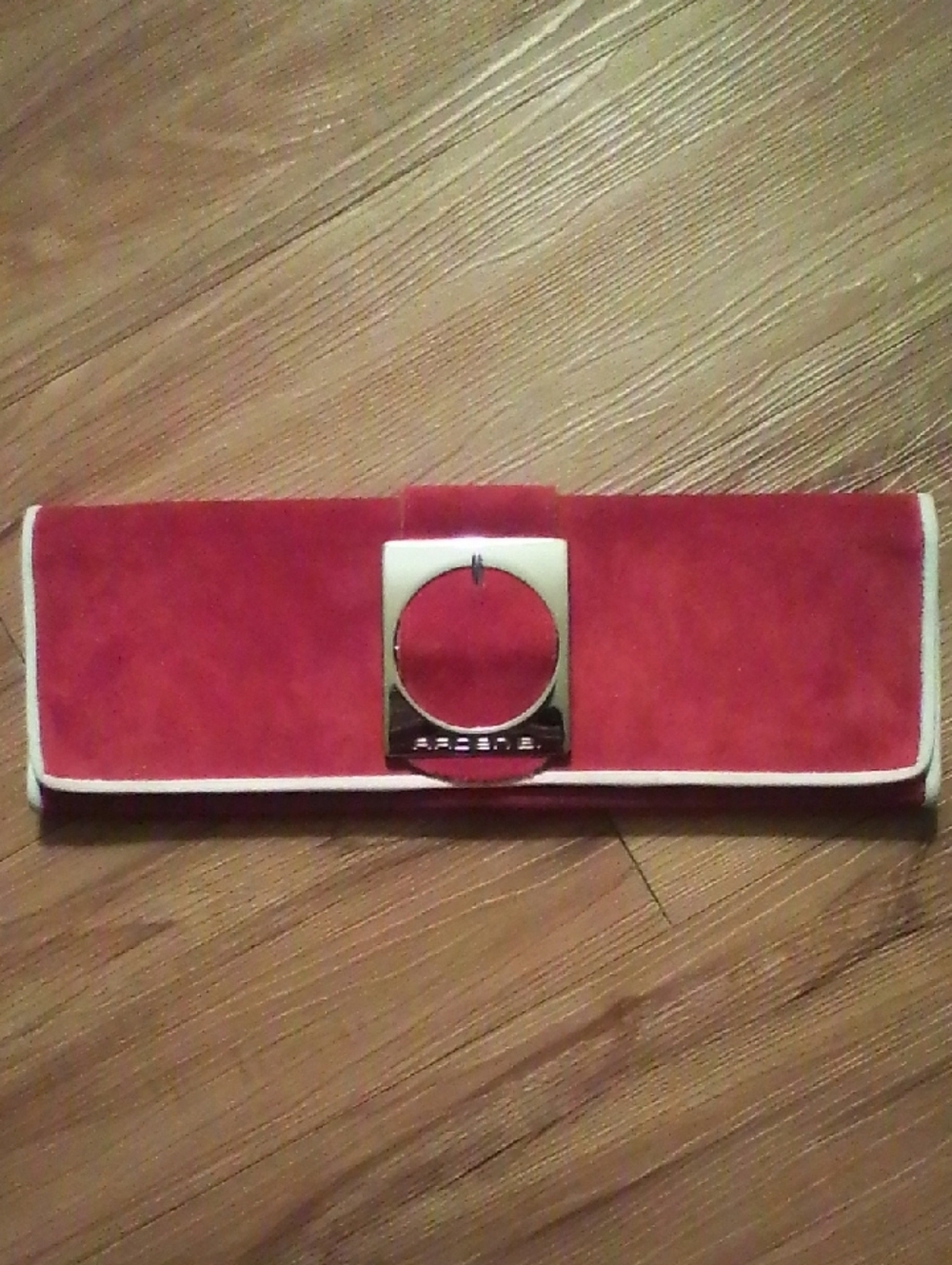 Ardene Silver Satin Zip Pouch with Black Label